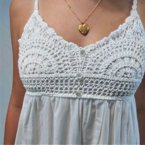White Cotton and Silver Embroidered Dress